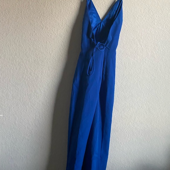 Bardot Zippered Spaghetti Strap V Neck Midi Cobalt Blue Party Sheath Dress XS - Picture 10 of 13